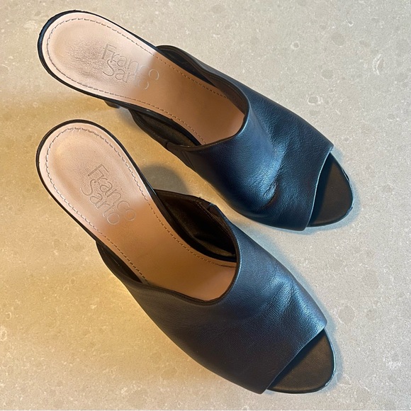 ❌SOLD❌Franco Sarto Black Peep Toe Mules, Sz 8 - Picture 6 of 9